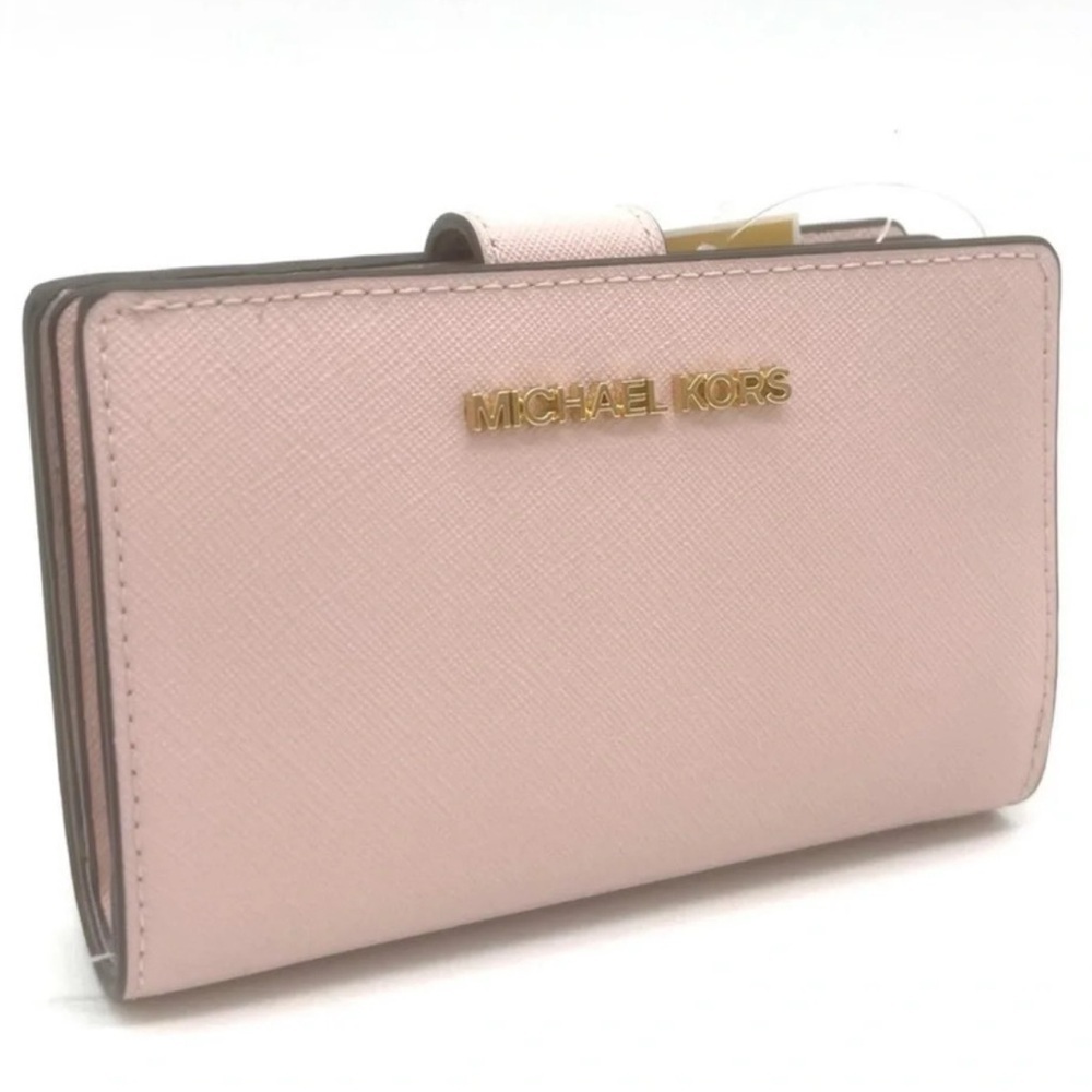 Michael Kors Medium Bifold Zip Chain Wallet Powder Blush